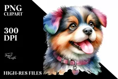 Colorful Watercolor Cute Dog Clipart Product Image 3