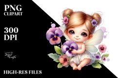 Cute Baby Fairy with Pansy | Sublimation | Clipart Product Image 3