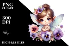 Cute Baby Fairy with Pansy | Sublimation | Clipart Product Image 3