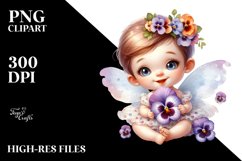 Cute Baby Fairy with Pansy | Sublimation | Clipart Product Image 3
