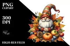 Detailed Autumn Gnome PNG Product Image 1