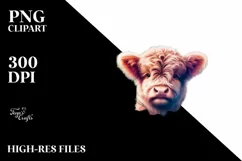 Colorful Baby Highland Cow with Jungle Background PNG Product Image 1