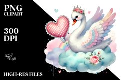 Boho Swan Holding Heart PNG Product Image 2