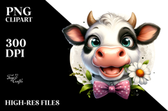 Funny Cow with Flower in Mouth PNG Product Image 2
