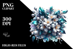 Abstract Glossy Jasmine Watercolor Clipart Product Image 2