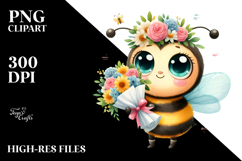 Bee with Flower Bouquet | Sublimation Clipart Product Image 2