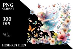 Colorful Watercolor Cute Fairy Petals in Wind Clipart Product Image 3