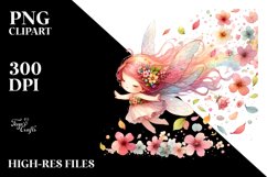 Colorful Watercolor Cute Fairy Petals in Wind Clipart Product Image 3