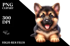Happy Baby German Shepherd, Watercolor PNG Product Image 2