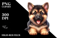 Watercolor Happy Cute German Shepherd PNG Product Image 2
