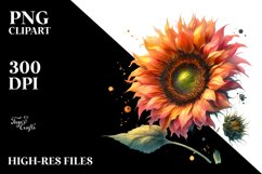 Washed Watercolor Vibrant Sunflower Product Image 1