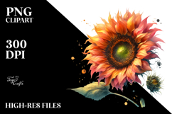 Washed Watercolor Vibrant Sunflower Product Image 2