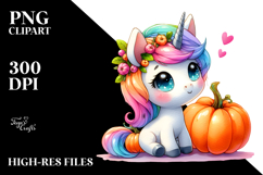 Simple Watercolor Drawing of Cute Baby Unicorn, Halloween Product Image 2