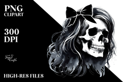 Ratatouille Skull with Hair Retro Halloween PNG Product Image 2