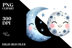Whimsical Simple Smiling Half Moon PNG Product Image 2