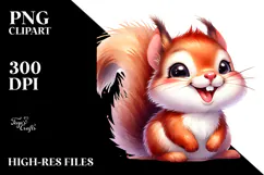 Cute Baby Squirrel Watercolor PNG Product Image 2