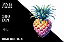 Heart-Shaped Pineapple Watercolor PNG Product Image 2