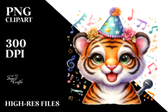 Singer Tiger with Party Hat PNG Product Image 2