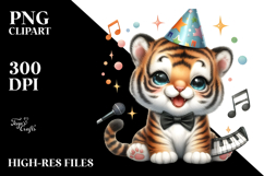 Singer Tiger with Party Hat PNG Product Image 2