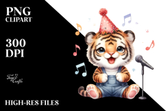 Singer Tiger with Party Hat PNG Product Image 2