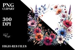Centered Wildflowers Bold Frame | Sublimation Clipart Product Image 1