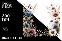 Centered Wildflowers Bold Frame | Sublimation Clipart Product Image 3