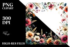 Centered Wildflowers Bold Frame | Sublimation Clipart Product Image 3
