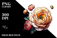 Detailed Wooden Stained Ranunculus | Clipart Product Image 1