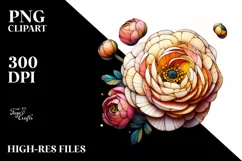 Detailed Wooden Stained Ranunculus | Clipart Product Image 1