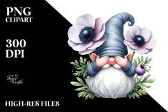 Cute Gnome with Big Hat and Anemone PNG Product Image 2