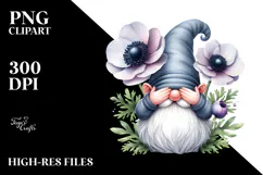 Cute Gnome with Big Hat and Anemone PNG Product Image 2