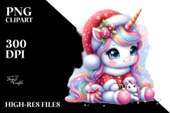 Cute Baby Unicorn Santa | Sublimation Clipart Product Image 2