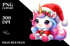 cute unicorn Santa | Sublimation | Clipart Product Image 3