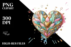 Colorful Heart on Wood PNG Product Image 2
