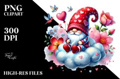 Digital Painting of Cute Valentines Gnome on Cloud Product Image 2