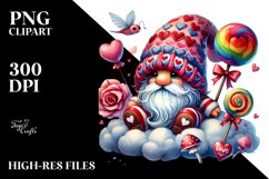 Valentines Gnome on Cloud, Transparent PNG Product Image 2