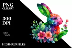 Vibrant Bunny with Flower Body PNG Product Image 3