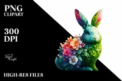 Vibrant Bunny with Flower Body PNG Product Image 1