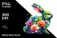 Vibrant Bunny with Flower Body PNG Product Image 3