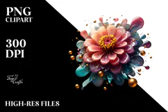 Glossy Zinnia with Golden Insertions, PNG Product Image 2
