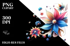Colorful Whimsical Flower Clipart PNG Product Image 1