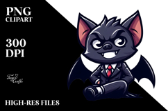 Ridiculously Cute Bat Sitting, PNG Product Image 2