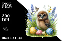 Digital Watercolor Baby Owl PNG Product Image 2