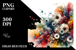 Watercolor Abstract Colorful with Small Daisy Product Image 2