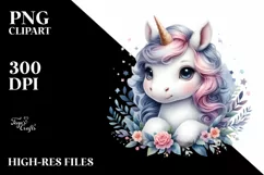 Whimsical Baby Unicorn, Transparent PNG Product Image 3