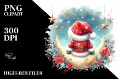 Cute Santa on Moon, High-Res PNG Product Image 3