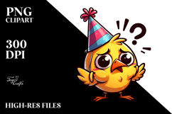 Cartoony Bird with Party Hat, Transparent PNG Product Image 2