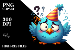 Cartoony Bird with Party Hat, Transparent PNG Product Image 2