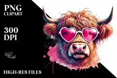 Detailed Pink Highland Cow PNG Product Image 2