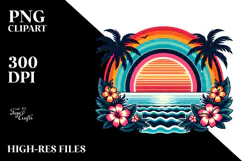 Retro Tropical Rainbow Sunset, 20 oz Tumbler Product Image 2